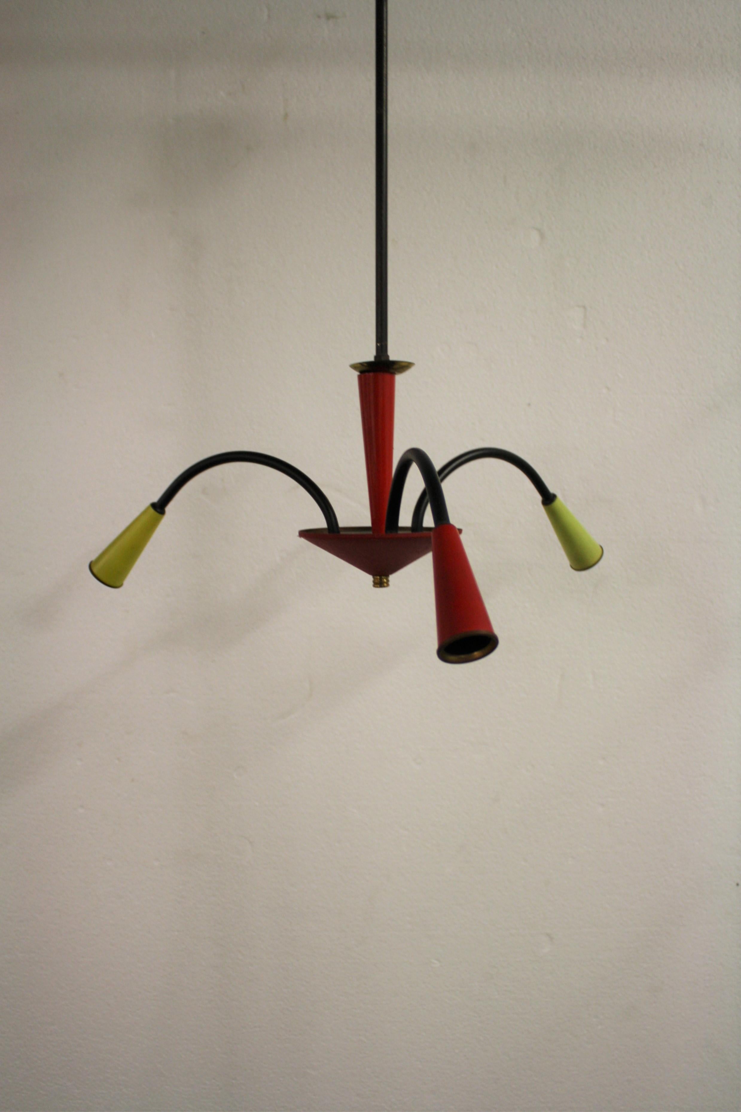 Vintage Colored Spider Chandelier, 1950s For Sale 2