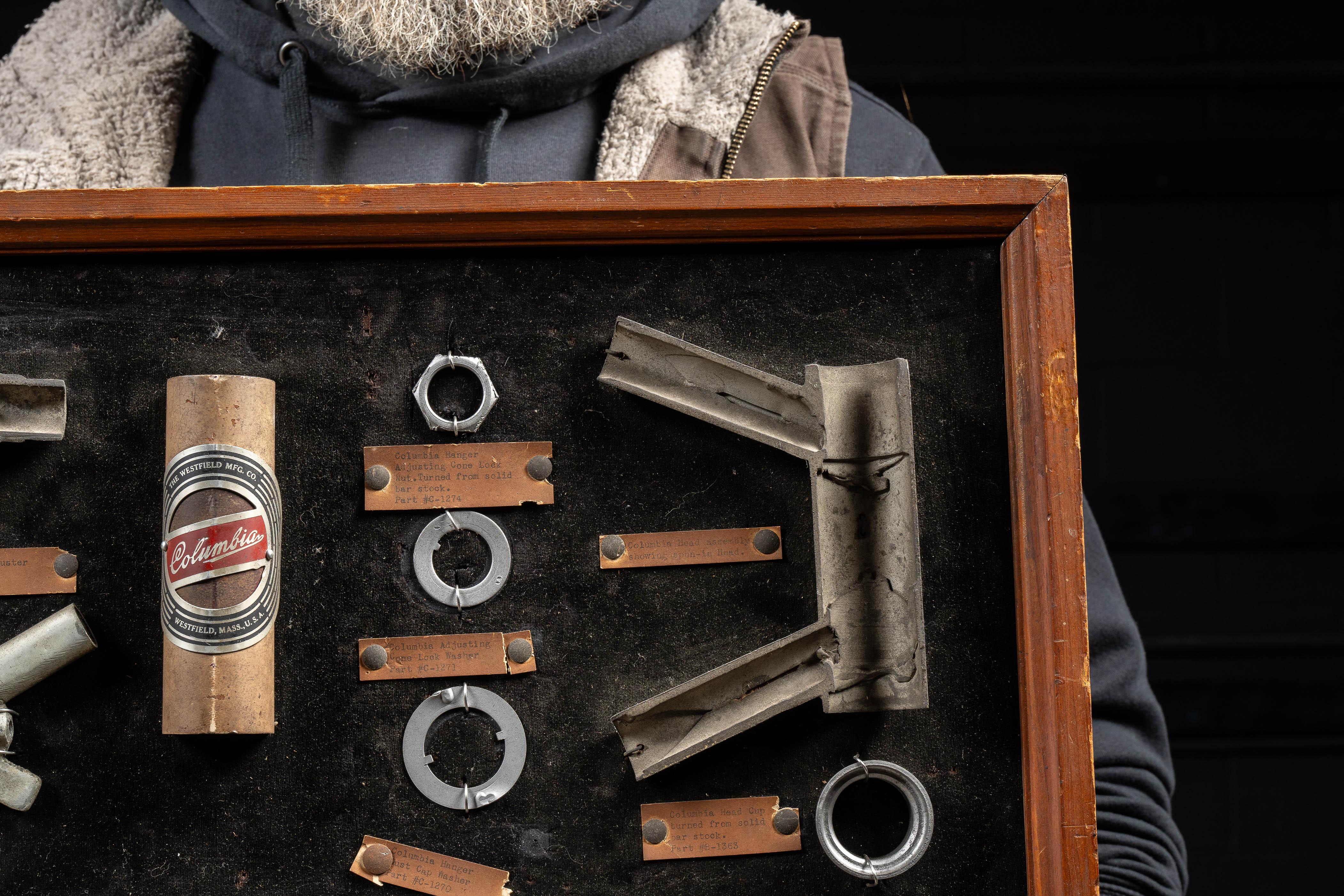 Américain Vintage Columbia Bikes Framed Parts Display en vente