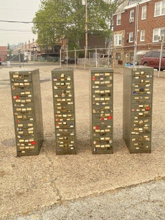 Vintage Columbia Steel Equip Green Metal 10 Drawer Industrial File Cabinet 'B'