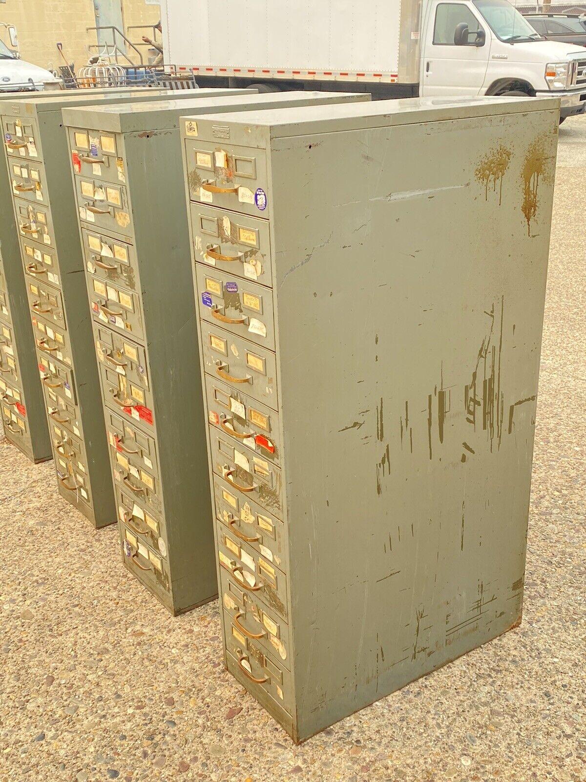 Vintage Columbia Steel Equip Green Metal 10 Drawer Industrial File Cabinet 'B' For Sale 2
