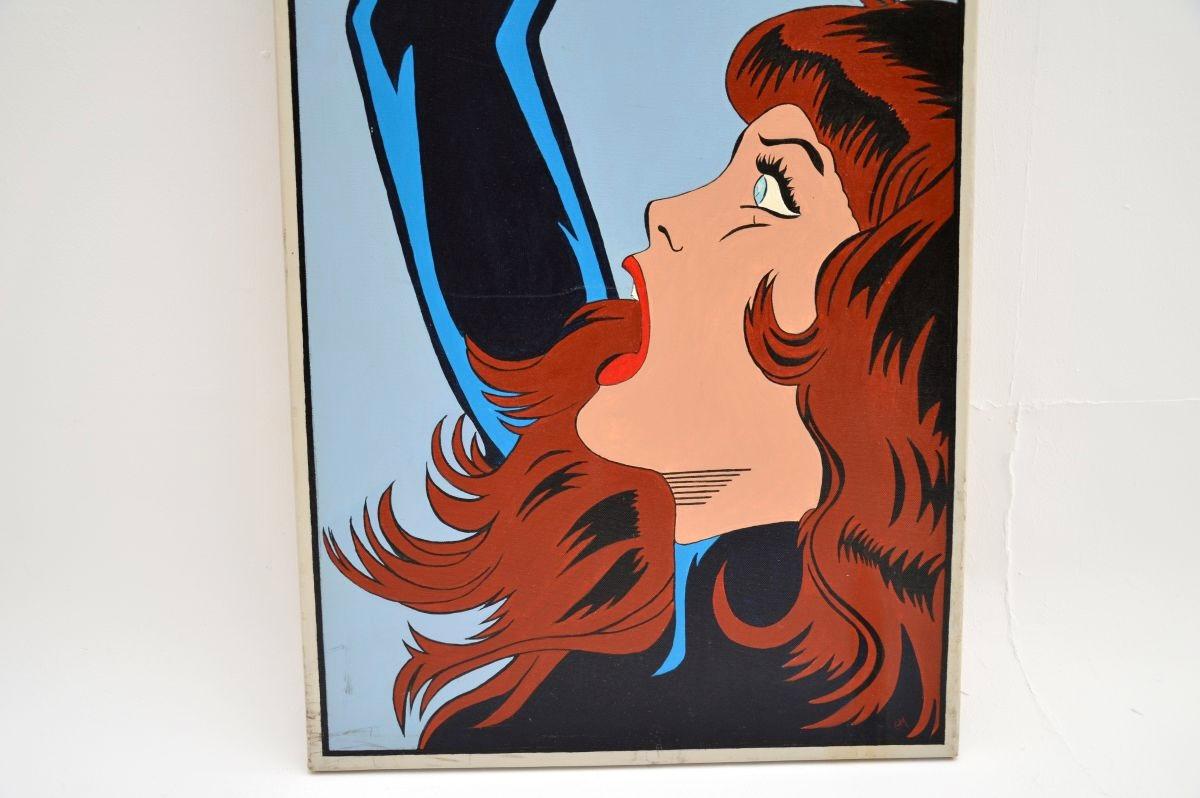 Vintage-Gemälde mit Comic-Streifen, Ölgemälde der schwarzen Frau im Zustand „Gut“ im Angebot in London, GB