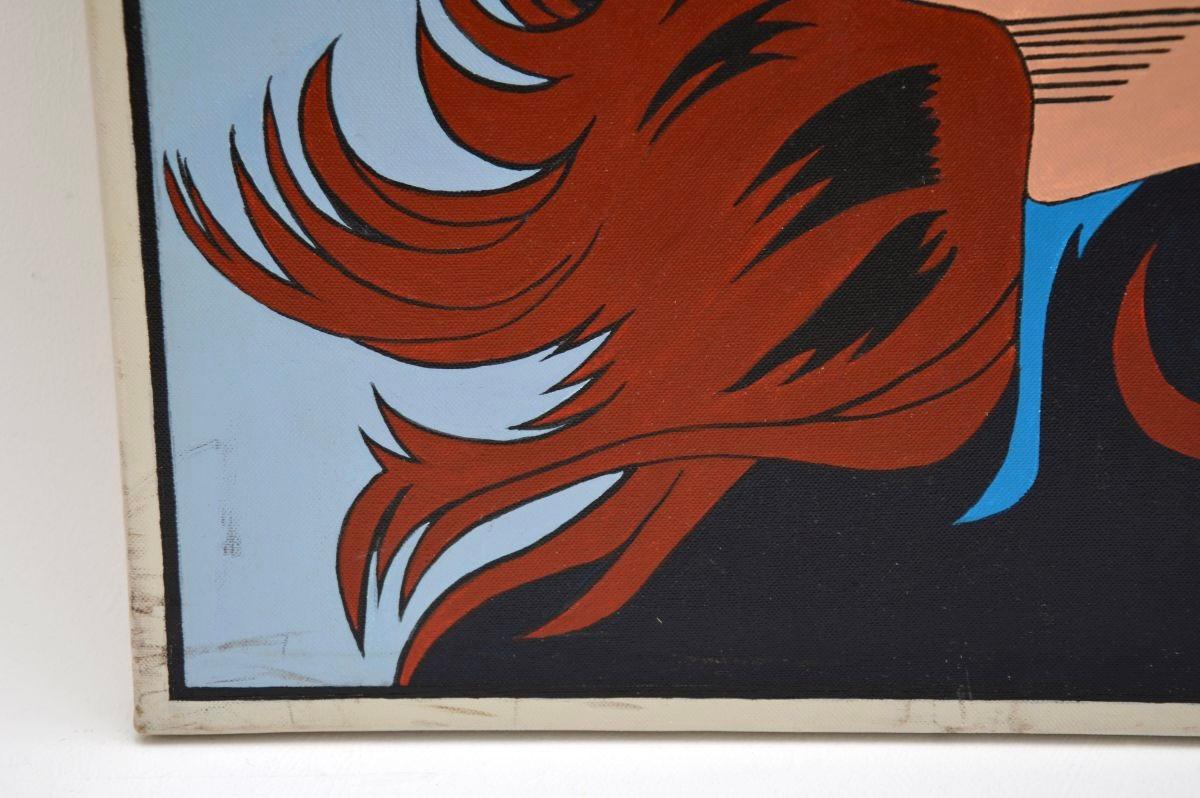 Vintage-Gemälde mit Comic-Streifen, Ölgemälde der schwarzen Frau (Ende des 20. Jahrhunderts) im Angebot