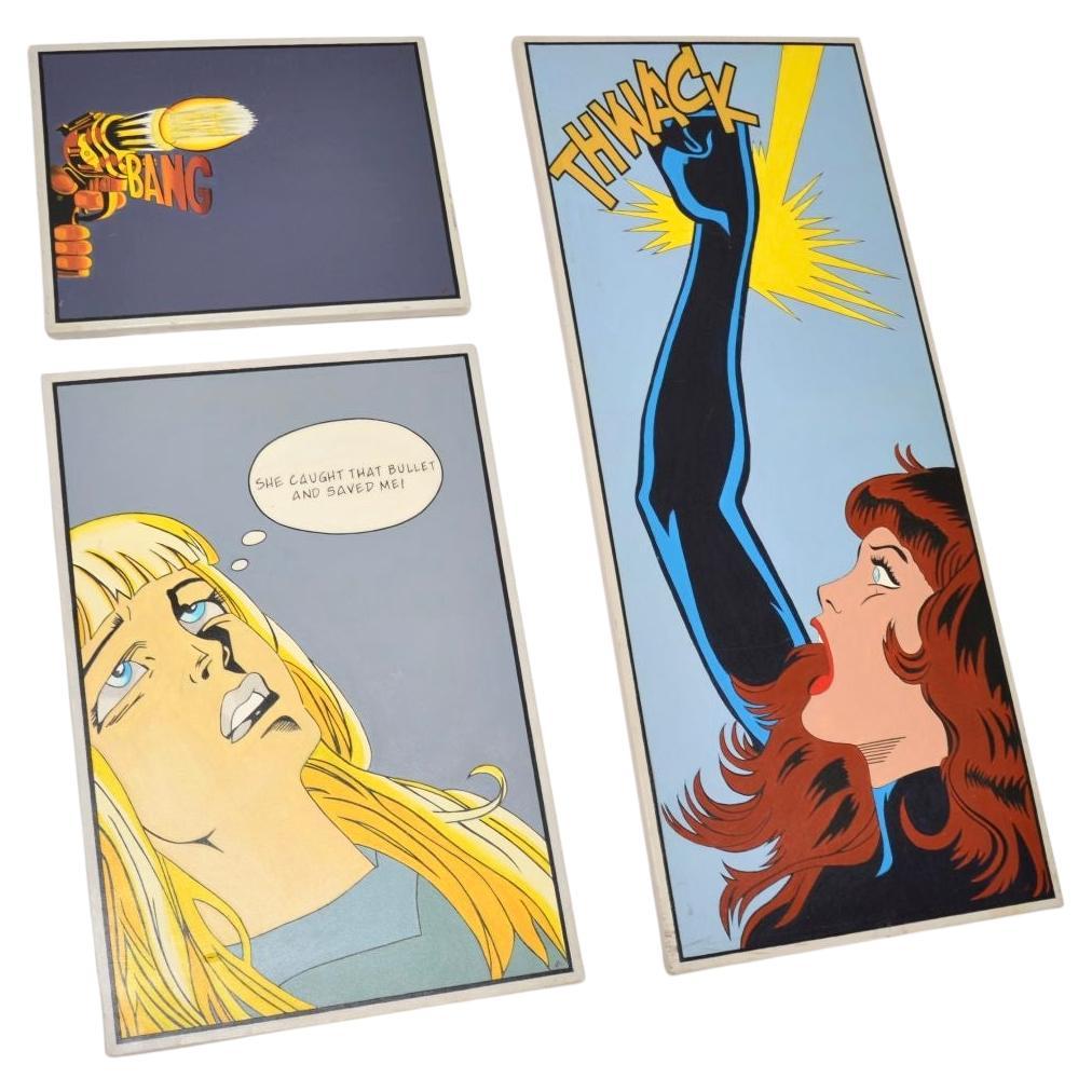 Vintage Comic Strip Oil Paintings of The Black Widow