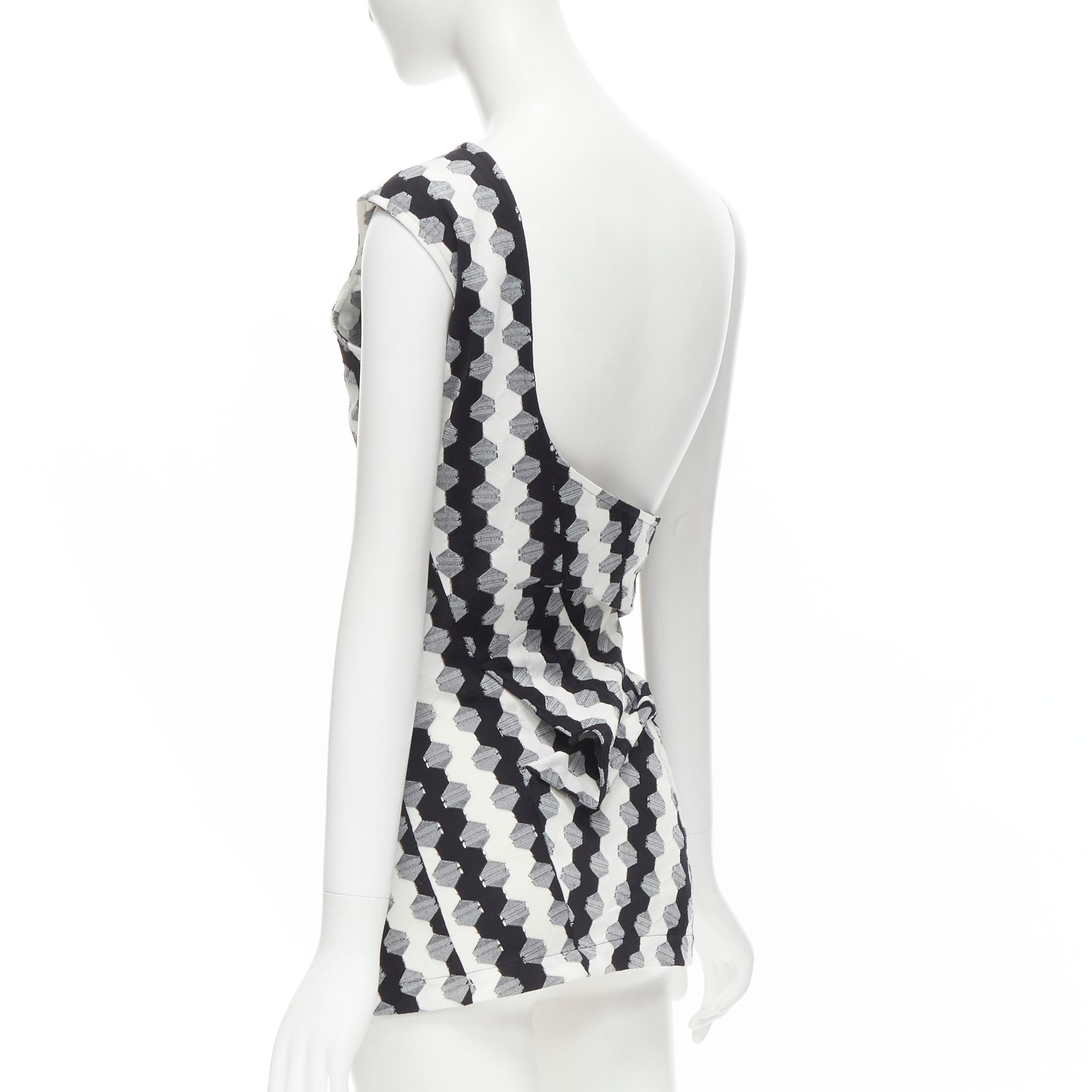 vintage COMME DES GARCONS 1980s black geometric soccer patchwork one shoulder tu 1
