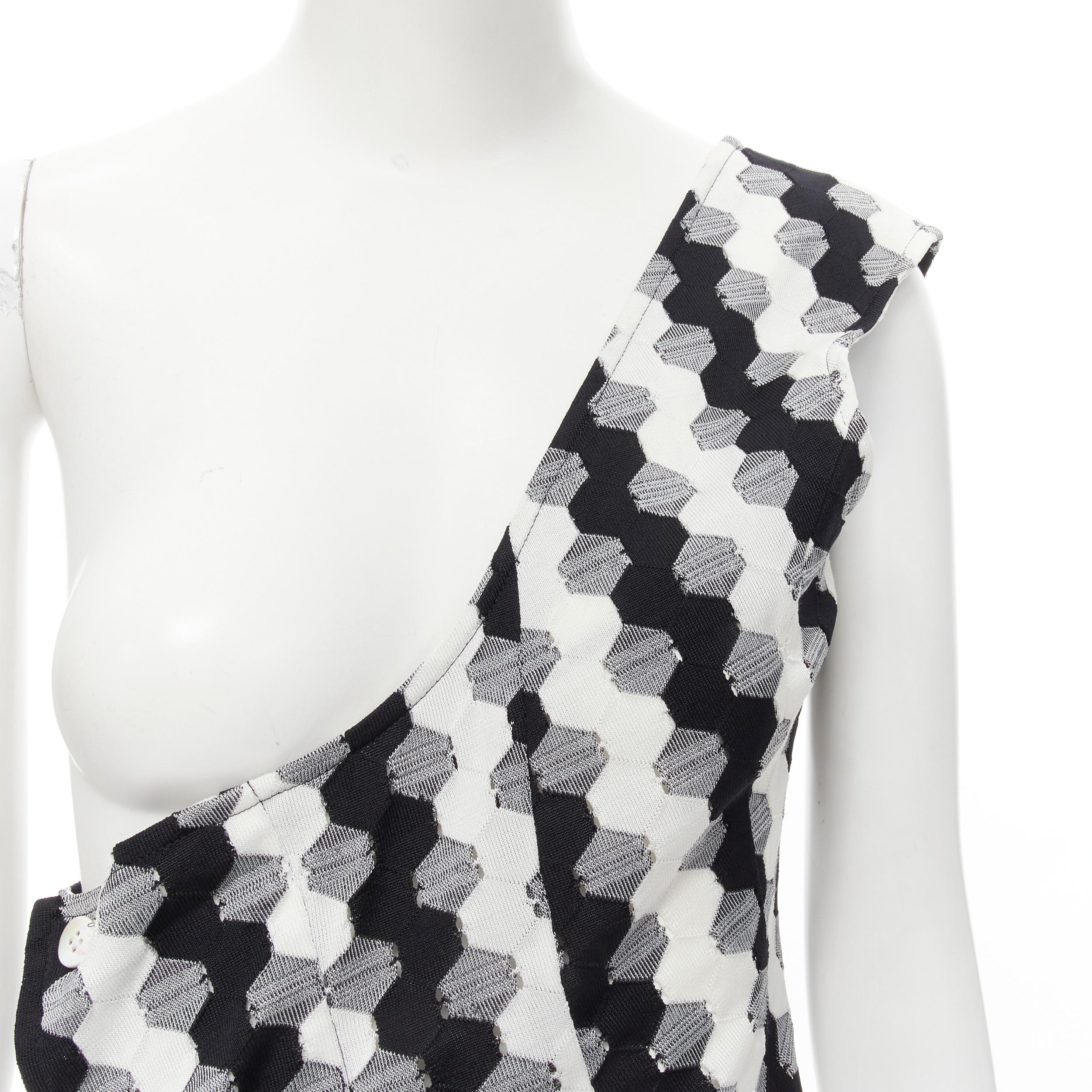 vintage COMME DES GARCONS 1980s black geometric soccer patchwork one shoulder tu 2