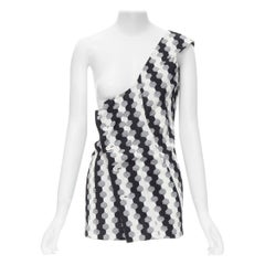 vintage COMME DES GARCONS 1980s black geometric soccer patchwork one shoulder tu