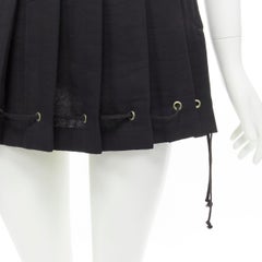 vintage COMME DES GARCONS 1980s black pleated drawstring hem mini skirt S