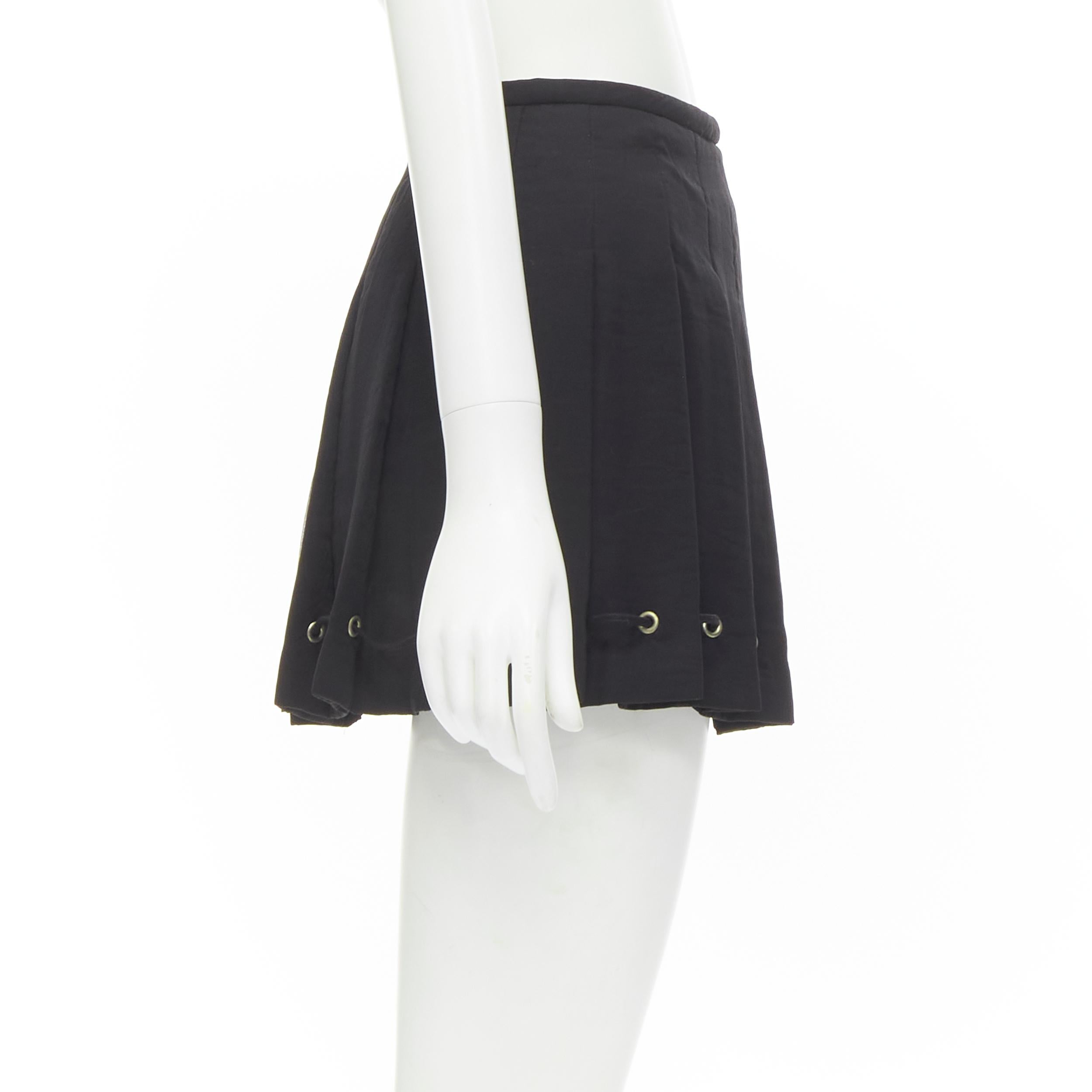 Black vintage COMME DES GARCONS 1980s black pleated drawstring hem mini skirt S