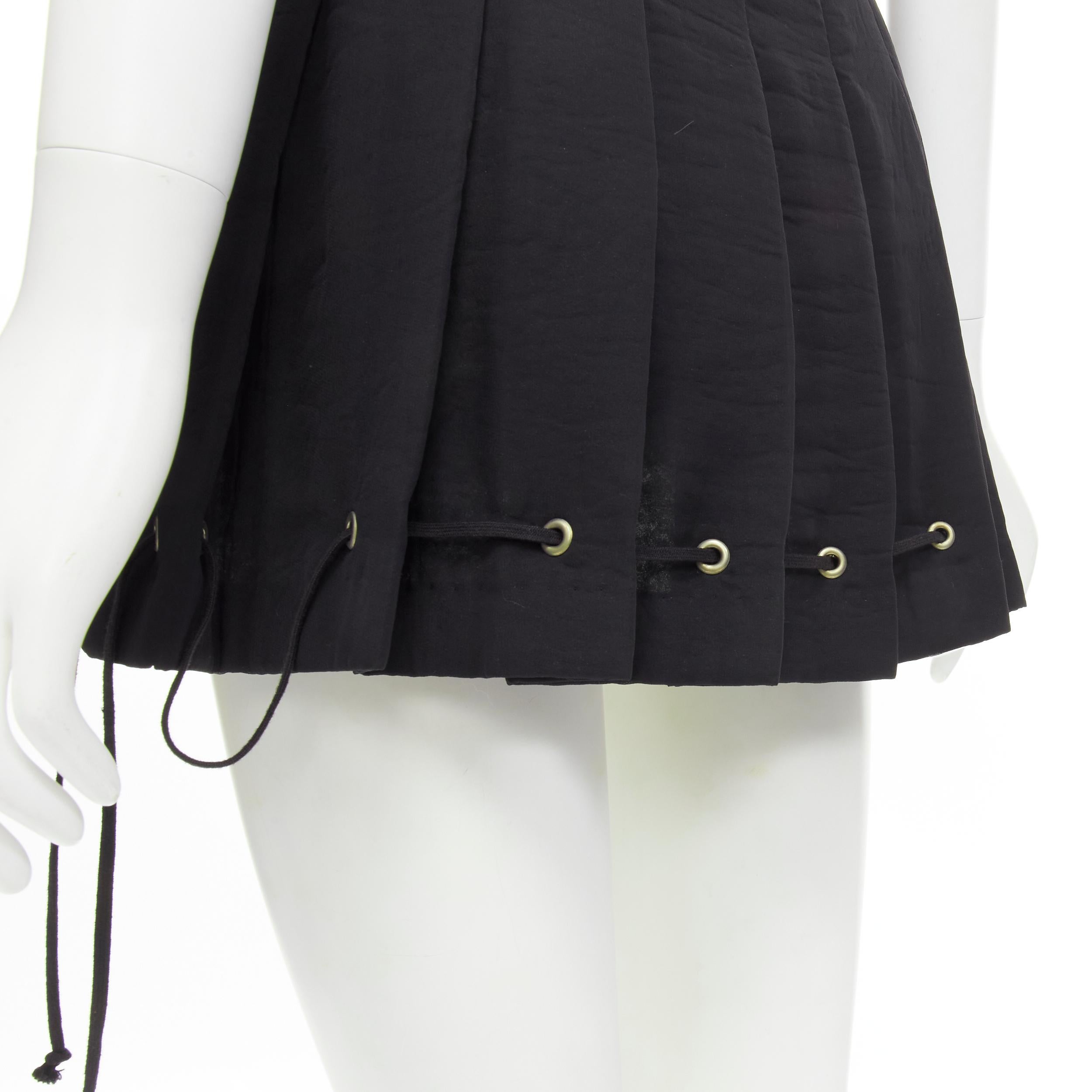 vintage COMME DES GARCONS 1980s black pleated drawstring hem mini skirt S 1