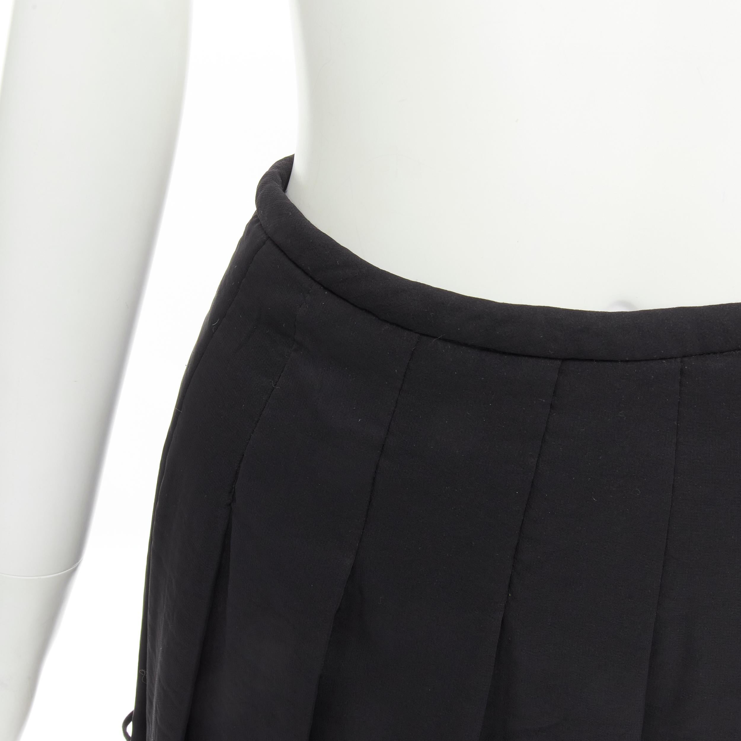 vintage COMME DES GARCONS 1980s black pleated drawstring hem mini skirt S 2