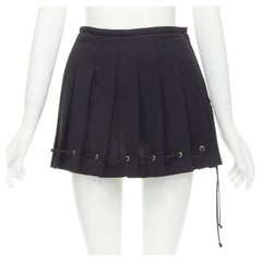 vintage COMME DES GARCONS 1980s black pleated drawstring hem mini skirt S