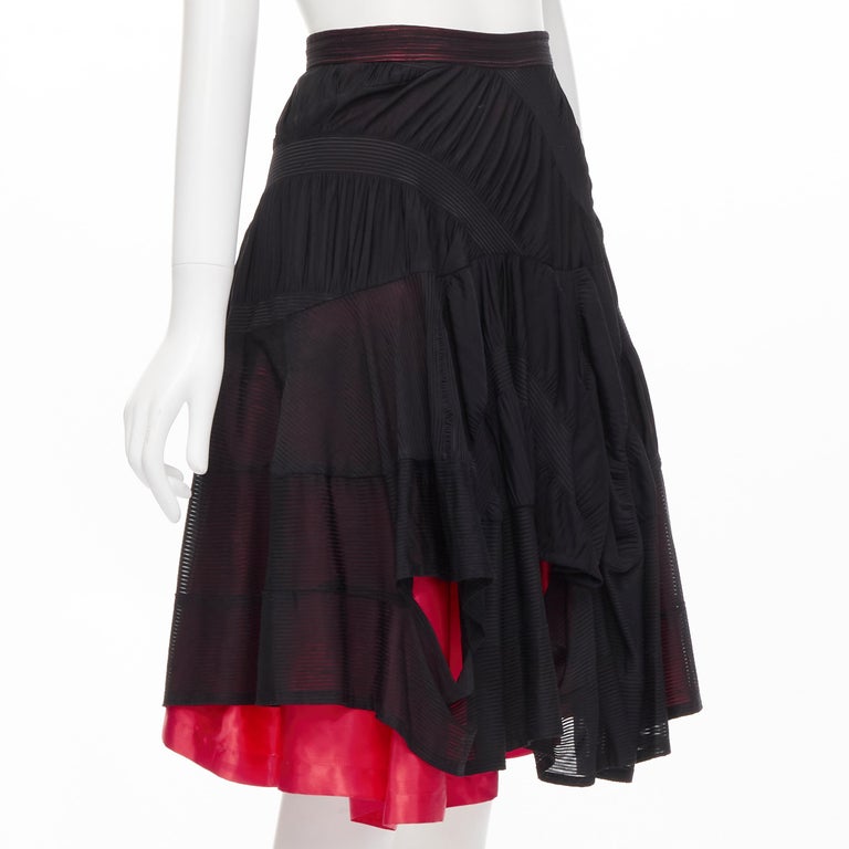 vintage COMME DES GARCONS 1980's black red shirred ruffle layered ...
