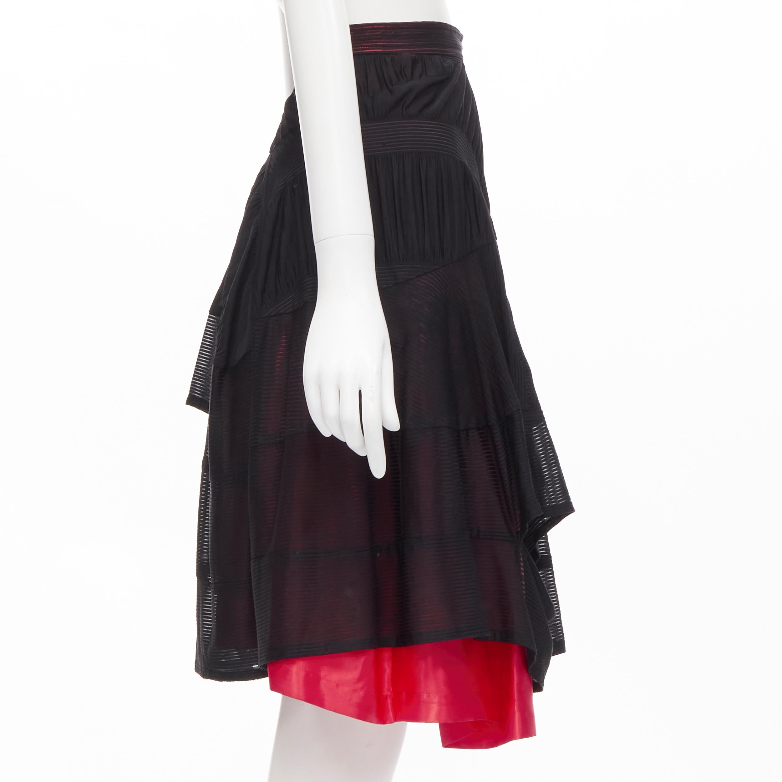 shirred waist layered satin skirt