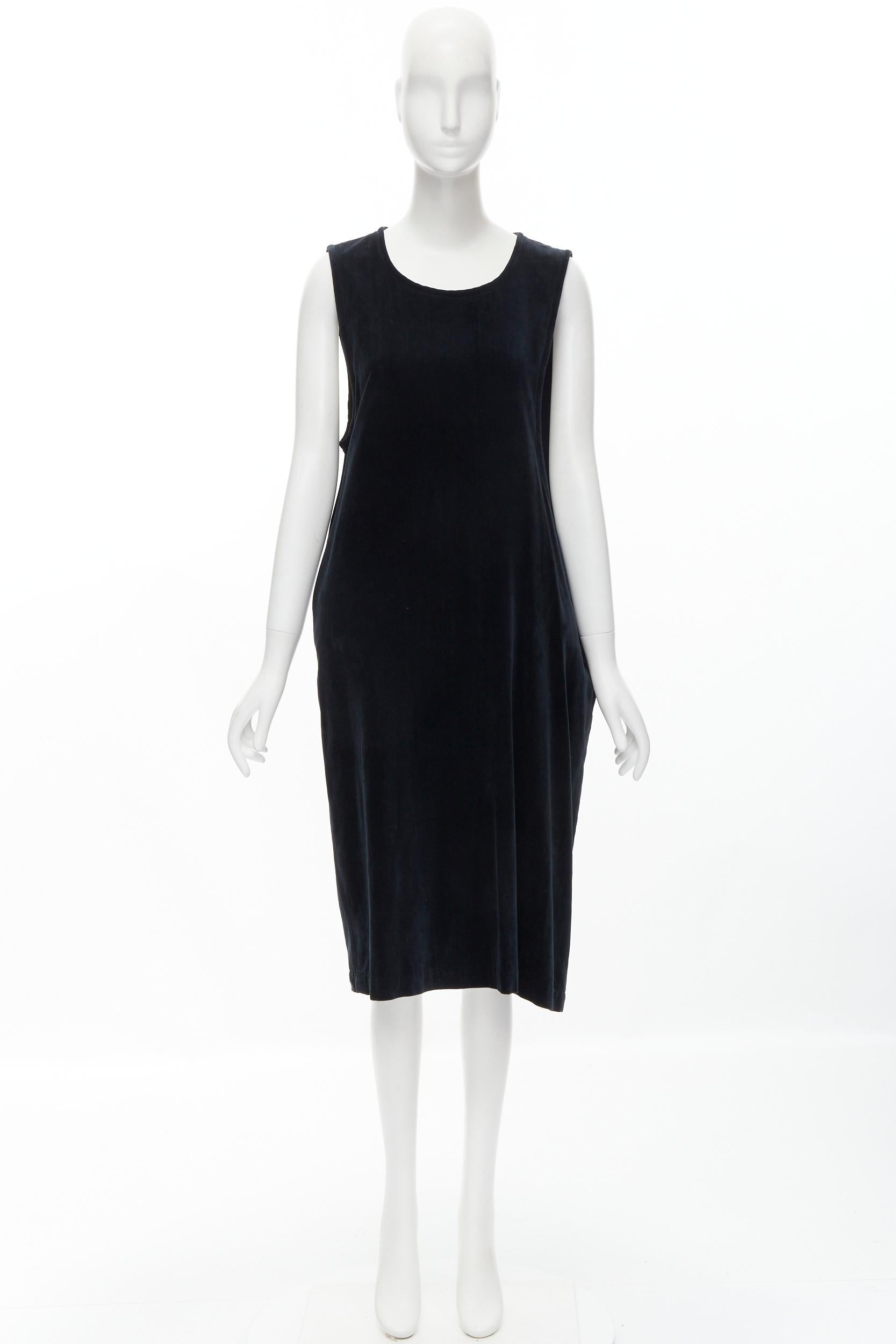 vintage COMME DES GARCONS 1980's black velvet asymmetric dropped armhole dress S For Sale 5