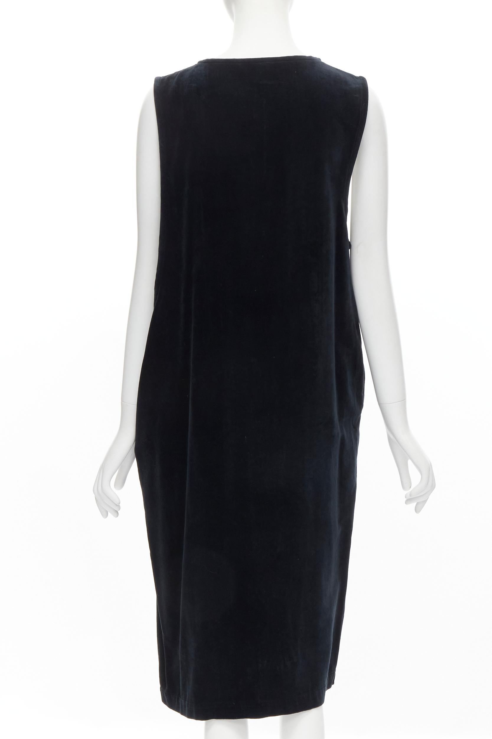 Women's vintage COMME DES GARCONS 1980's black velvet asymmetric dropped armhole dress S For Sale
