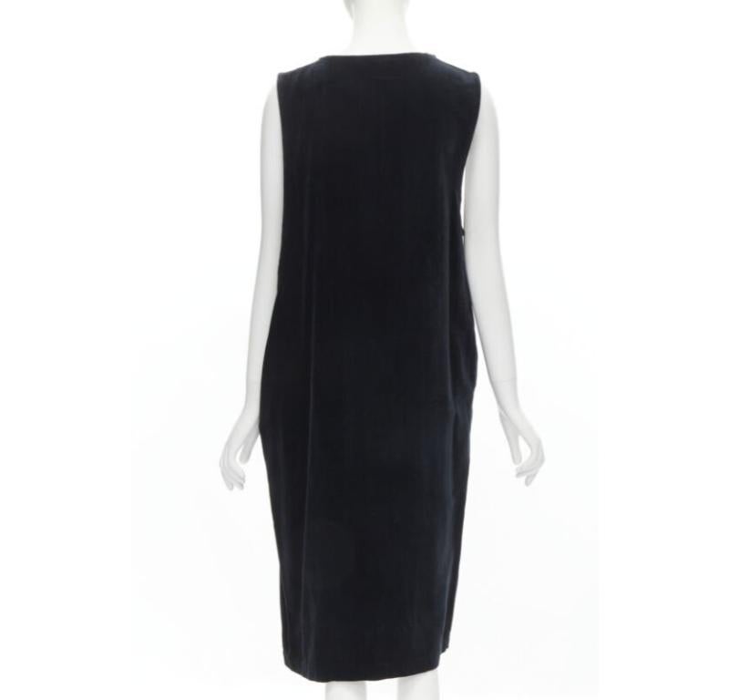 Women's vintage COMME DES GARCONS 1980's black velvet asymmetric dropped armhole dress S For Sale