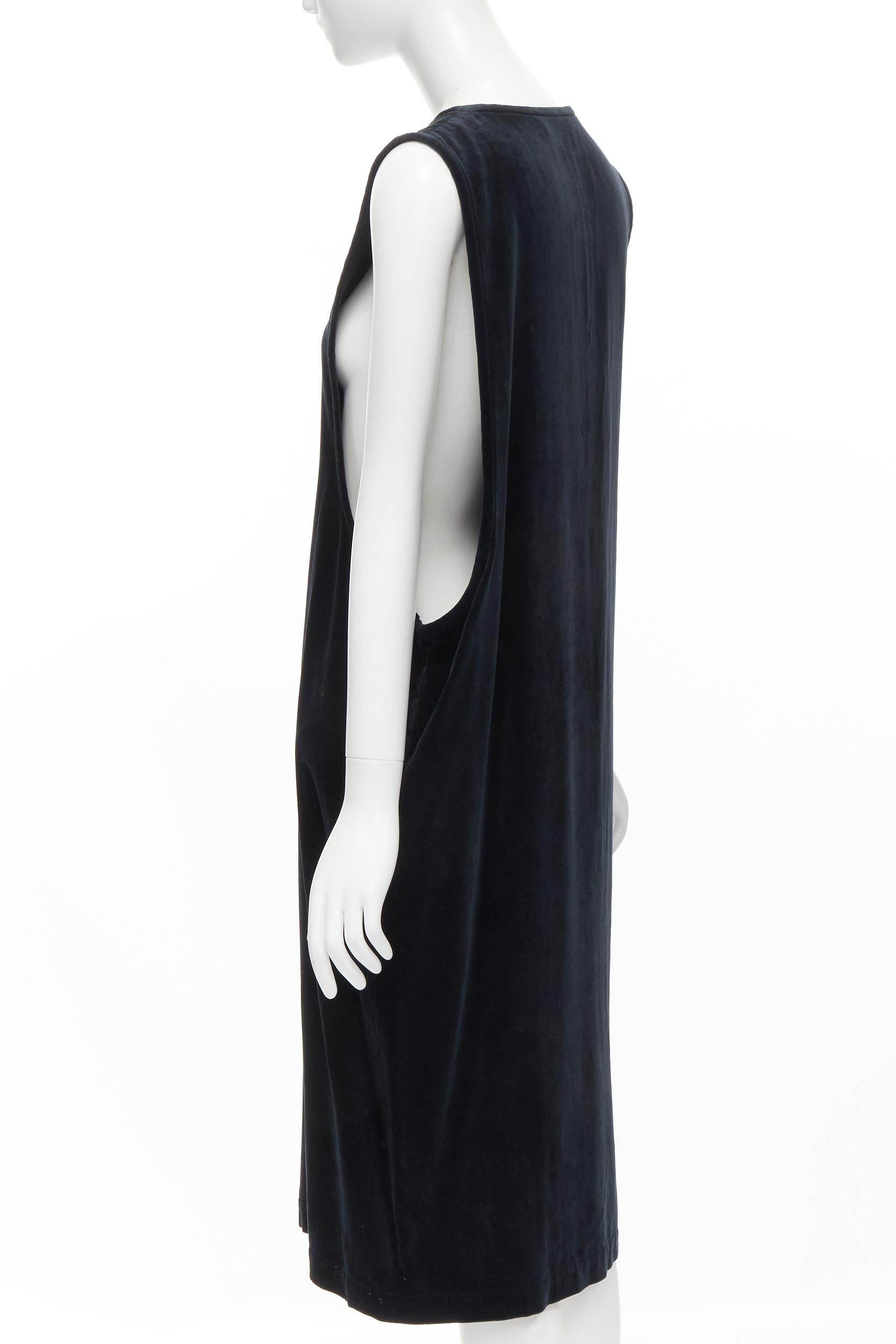 vintage COMME DES GARCONS 1980's black velvet asymmetric dropped armhole dress S For Sale 1