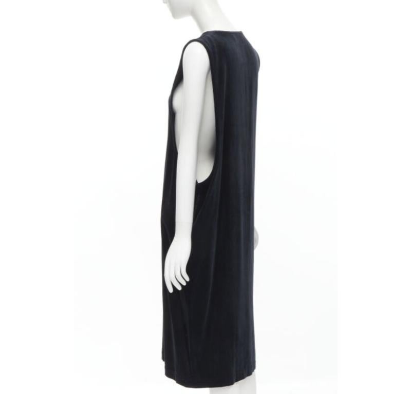 vintage COMME DES GARCONS 1980's black velvet asymmetric dropped armhole dress S For Sale 1
