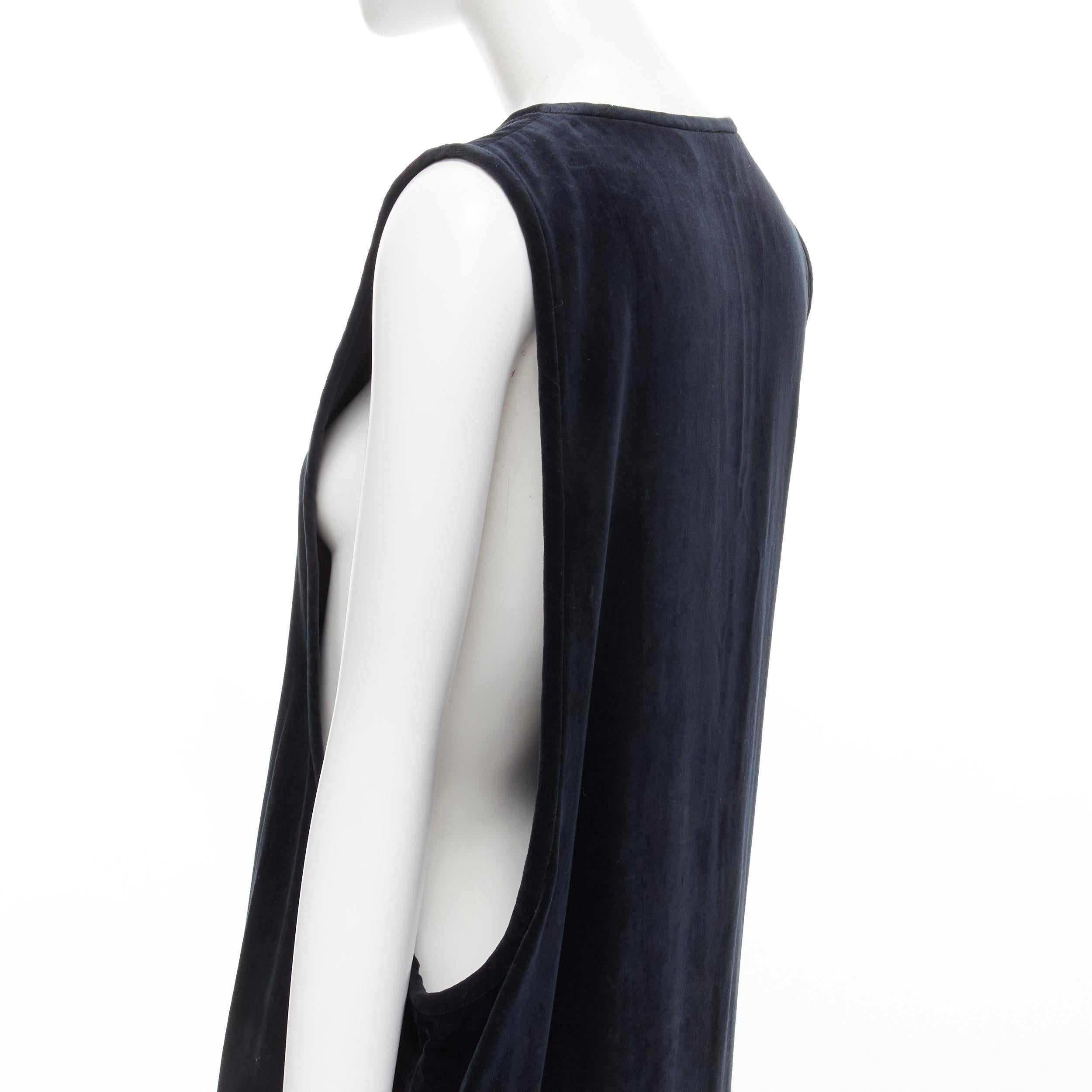vintage COMME DES GARCONS 1980's black velvet asymmetric dropped armhole dress S 2