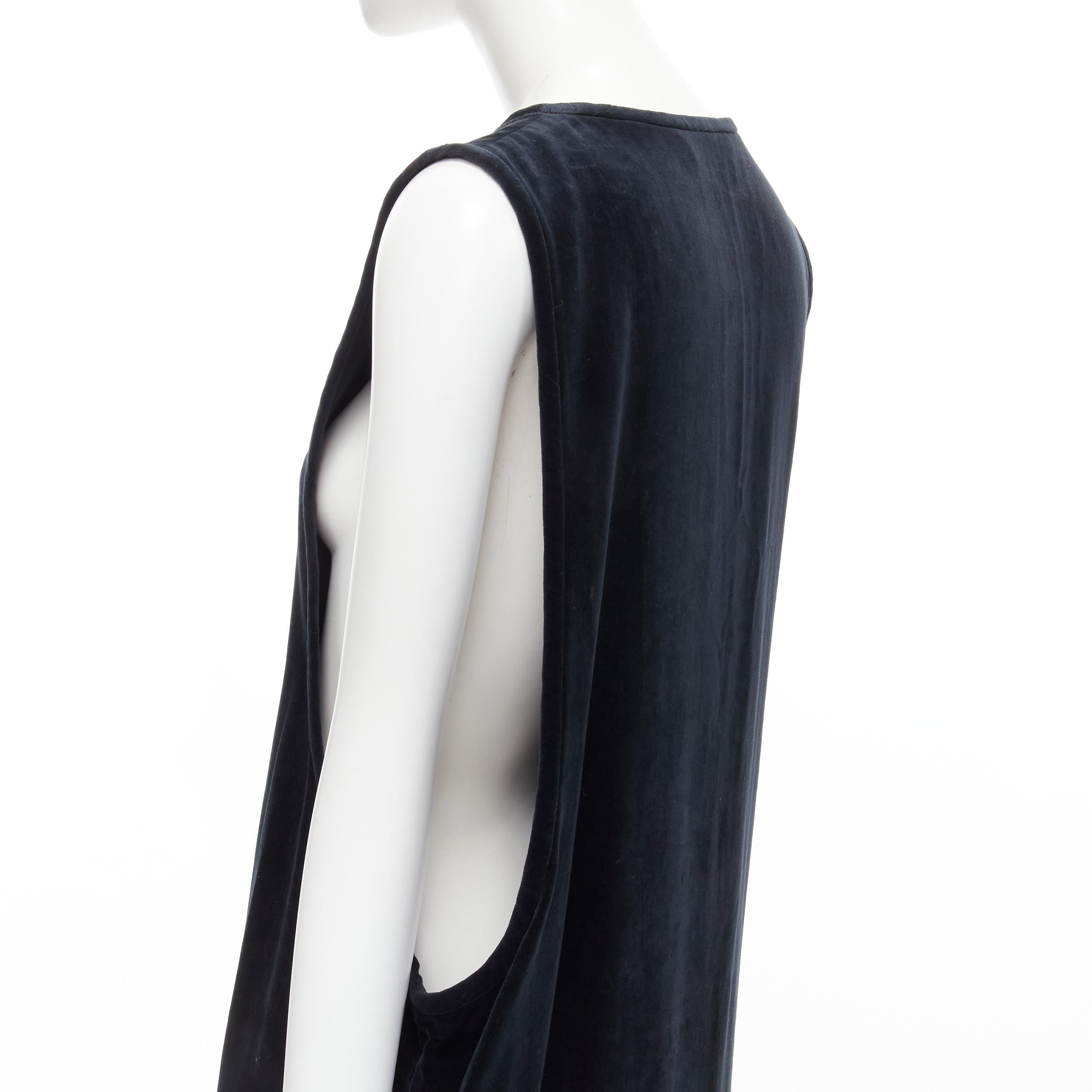 vintage COMME DES GARCONS 1980's black velvet asymmetric dropped armhole dress S For Sale 2