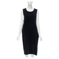 vintage COMME DES GARCONS 1980's black velvet asymmetric dropped armhole dress S