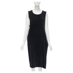 Asymmetrisches Vintage COMME DES GARCONS Kleid aus schwarzem Samt, 1980er Jahre, S