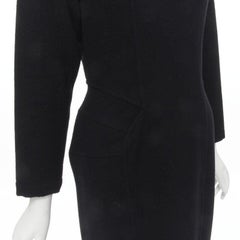 vintage COMME DES GARCONS 1980s black wool asymmetric panelled sheath dress M
