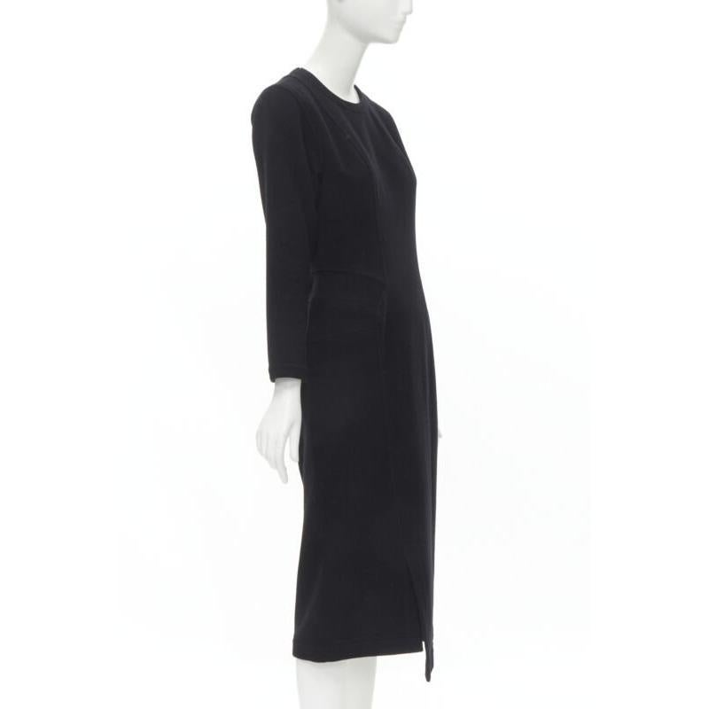 Nero COMME DES GARCONS vintage anni '80, tubino asimmetrico in lana nera con pannelli M. in vendita