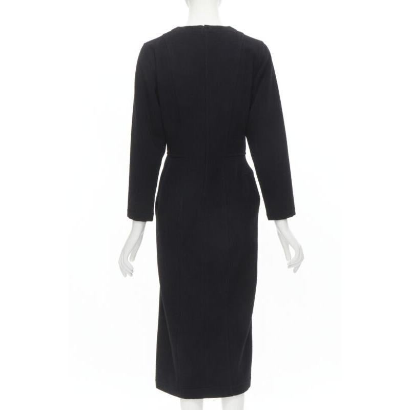 Donna COMME DES GARCONS vintage anni '80, tubino asimmetrico in lana nera con pannelli M. in vendita