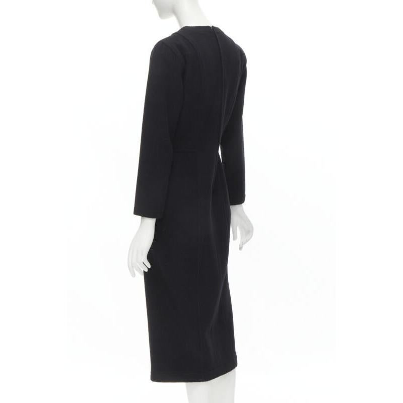 COMME DES GARCONS vintage anni '80, tubino asimmetrico in lana nera con pannelli M. in vendita 1