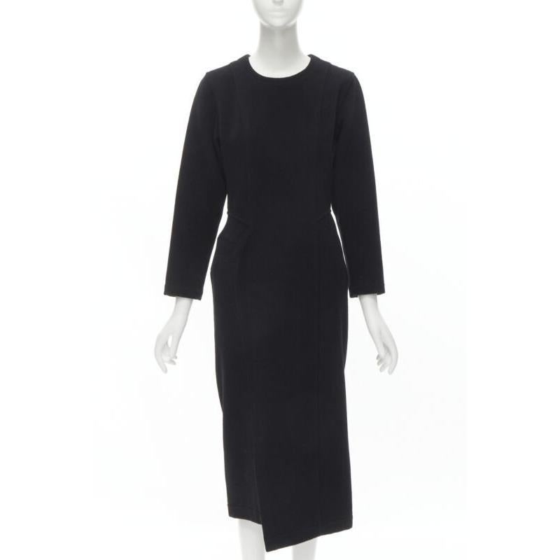 COMME DES GARCONS vintage anni '80, tubino asimmetrico in lana nera con pannelli M. in vendita