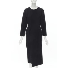 vintage COMME DES GARCONS 1980s black wool asymmetric panelled sheath dress M