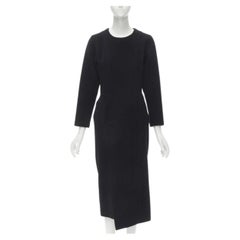 vintage COMME DES GARCONS 1980s black wool asymmetric panelled sheath dress M