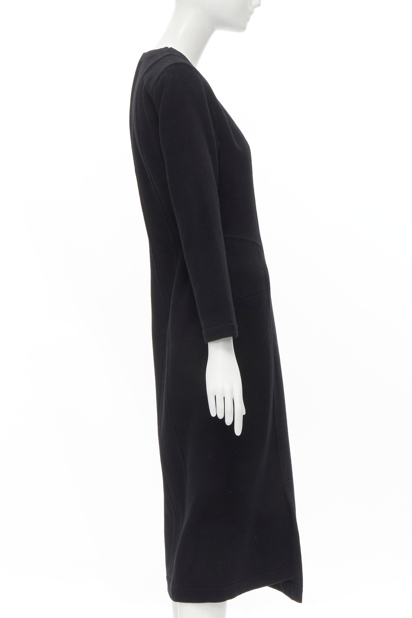 Black vintage COMME DES GARCONS 1980s black wool asymmetric panelled waist seam sheath For Sale