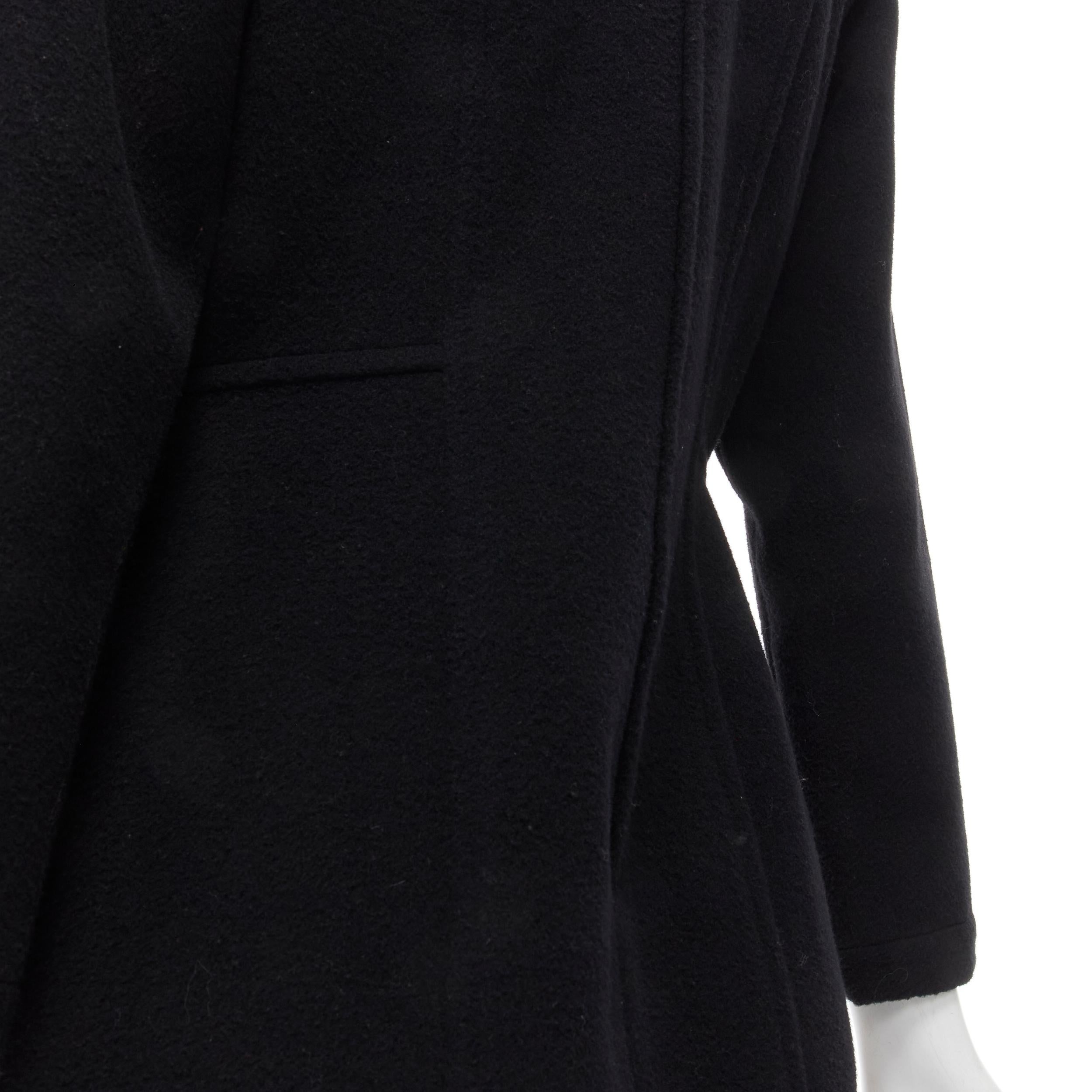 vintage COMME DES GARCONS 1980s black wool asymmetric panelled waist seam sheath For Sale 1
