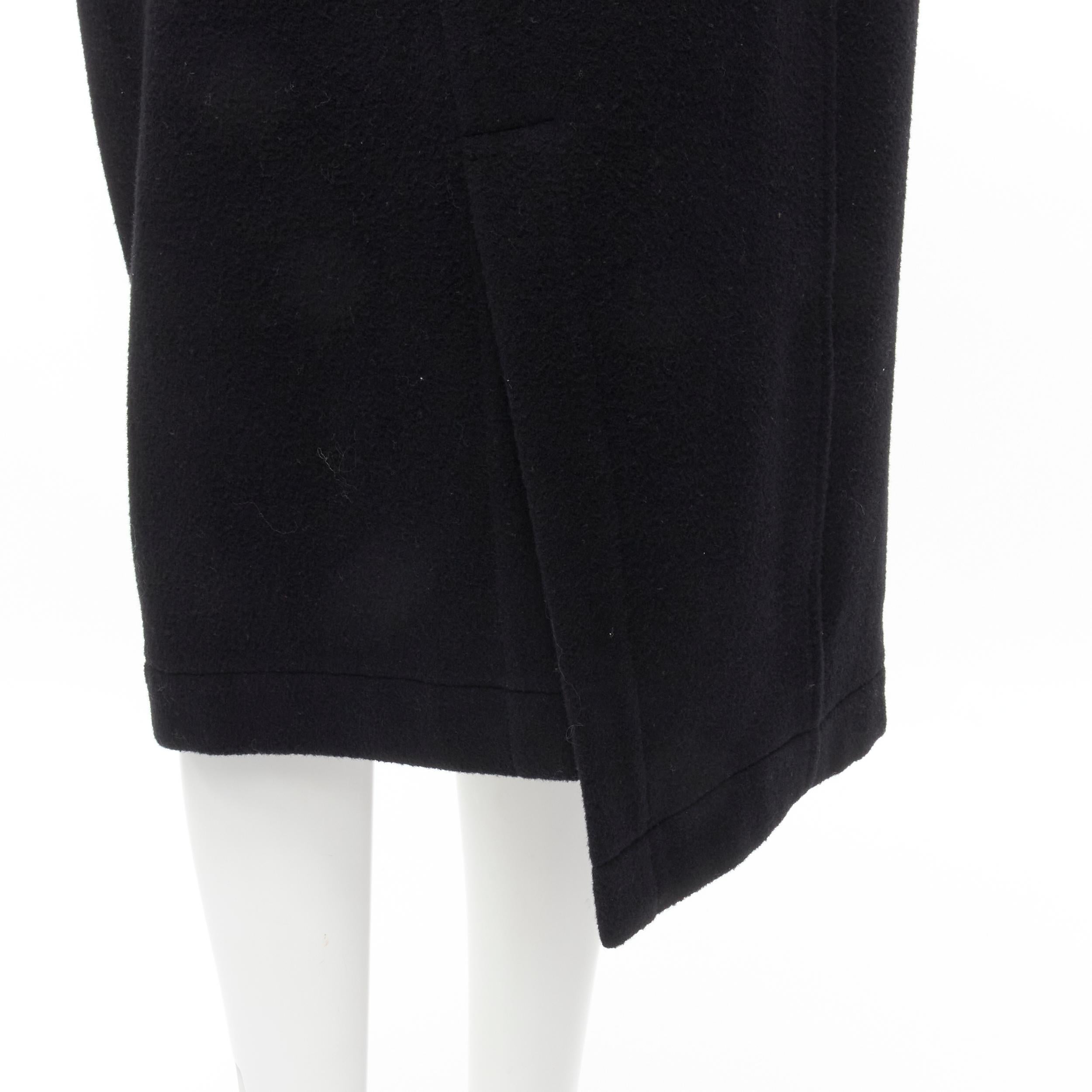 vintage COMME DES GARCONS 1980s black wool asymmetric panelled waist seam sheath For Sale 2