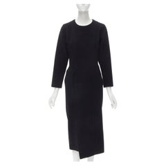 vintage COMME DES GARCONS 1980s black wool asymmetric panelled waist seam sheath