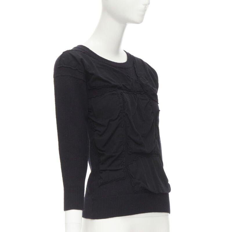 Vintage COMME DES GARCONS Blasen Patchwork-Pullover aus geschmolzener Wolle, 1980er Jahre (Schwarz) im Angebot