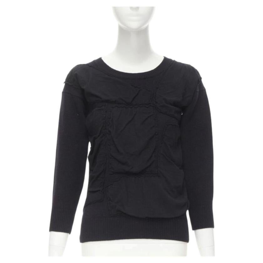 Pull en laine bouillie vintage COMME DES GARCONS 1980 patchwork bulle rétréci en vente