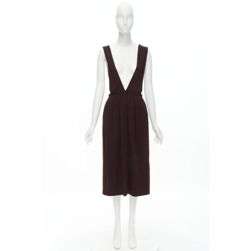 vintage COMME DES GARCONS 1980s burgundy polka dot dungaree midi skirt S For Sale 6