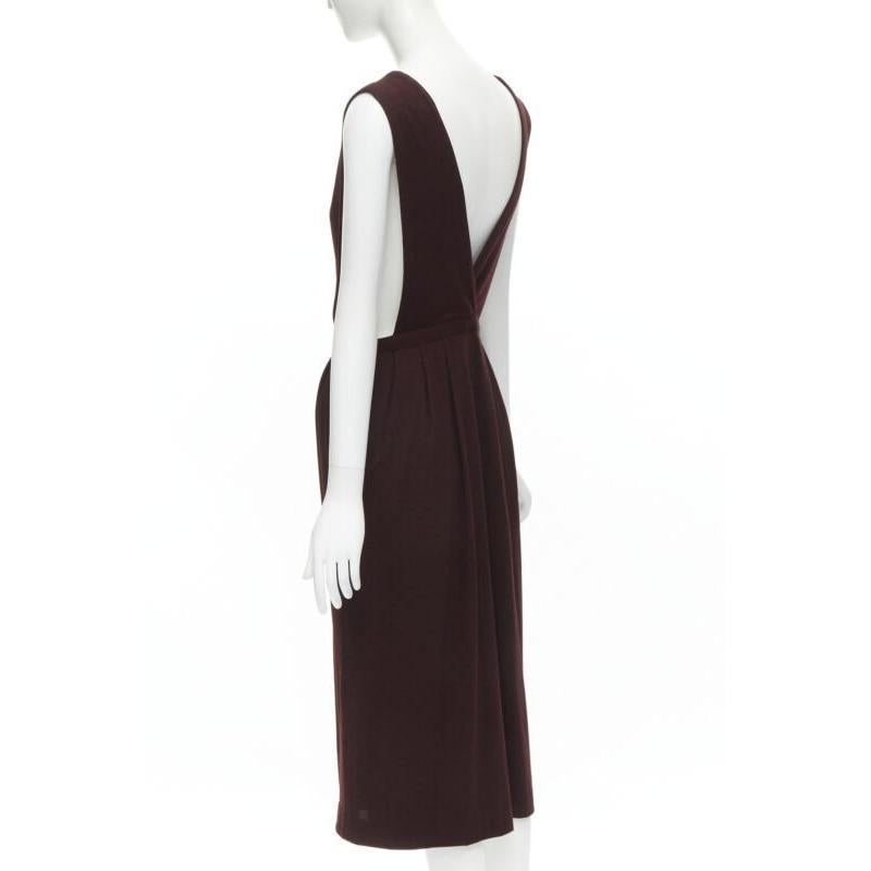 vintage COMME DES GARCONS 1980s burgundy polka dot dungaree midi skirt S For Sale 1