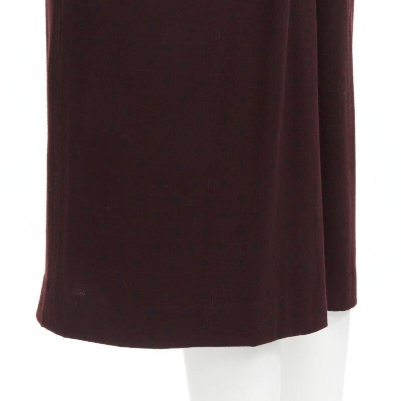 vintage COMME DES GARCONS 1980s burgundy polka dot dungaree midi skirt S For Sale 4