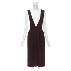 vintage COMME DES GARCONS 1980s burgundy polka dot dungaree midi skirt S