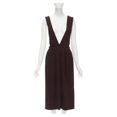 vintage COMME DES GARCONS 1980s burgundy polka dot dungaree midi skirt S