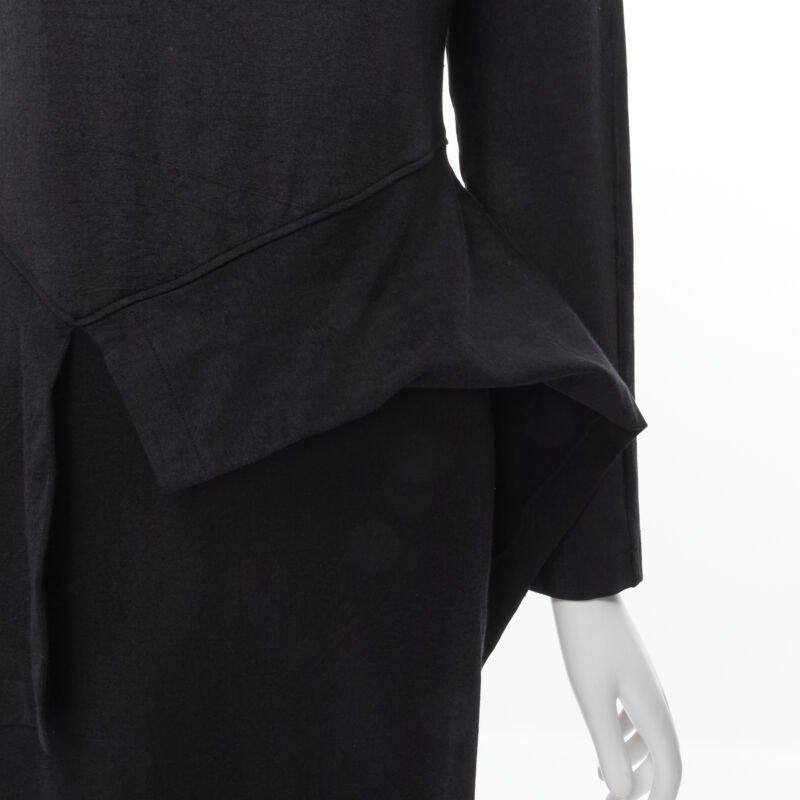 vintage COMME DES GARCONS 1980's mock neck asymmetric peplum midi dress M For Sale 5