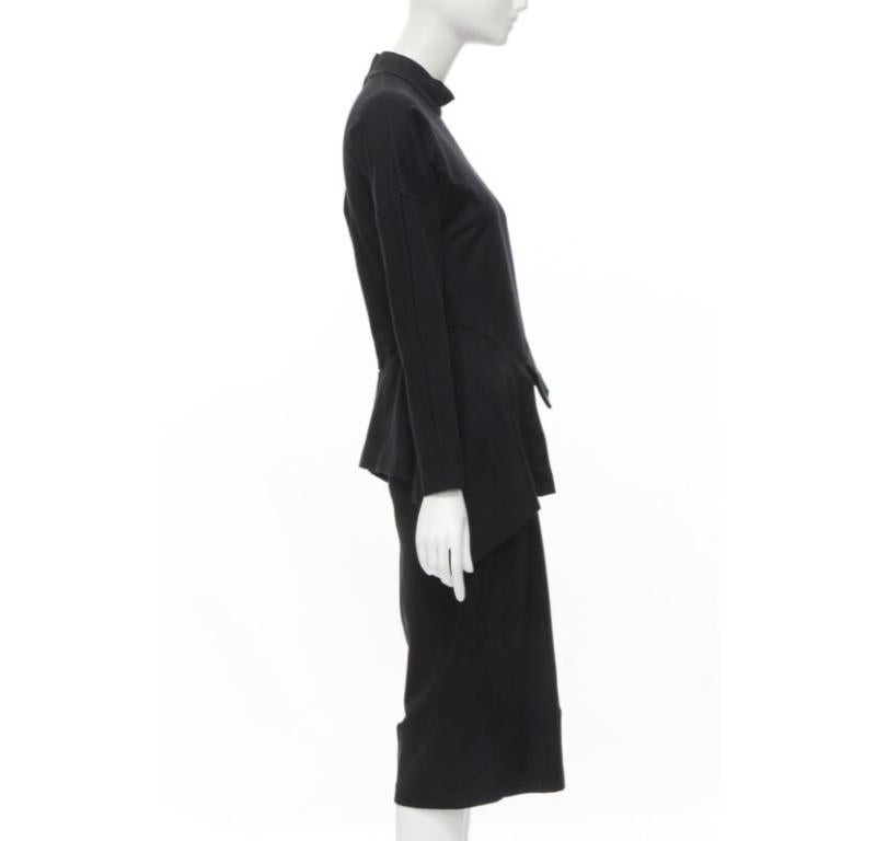 vintage COMME DES GARCONS 1980's mock neck asymmetric peplum midi dress M In Excellent Condition For Sale In Hong Kong, NT