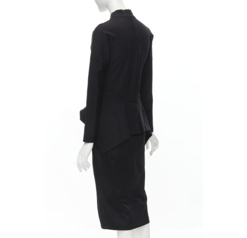 vintage COMME DES GARCONS 1980's mock neck asymmetric peplum midi dress M For Sale 1