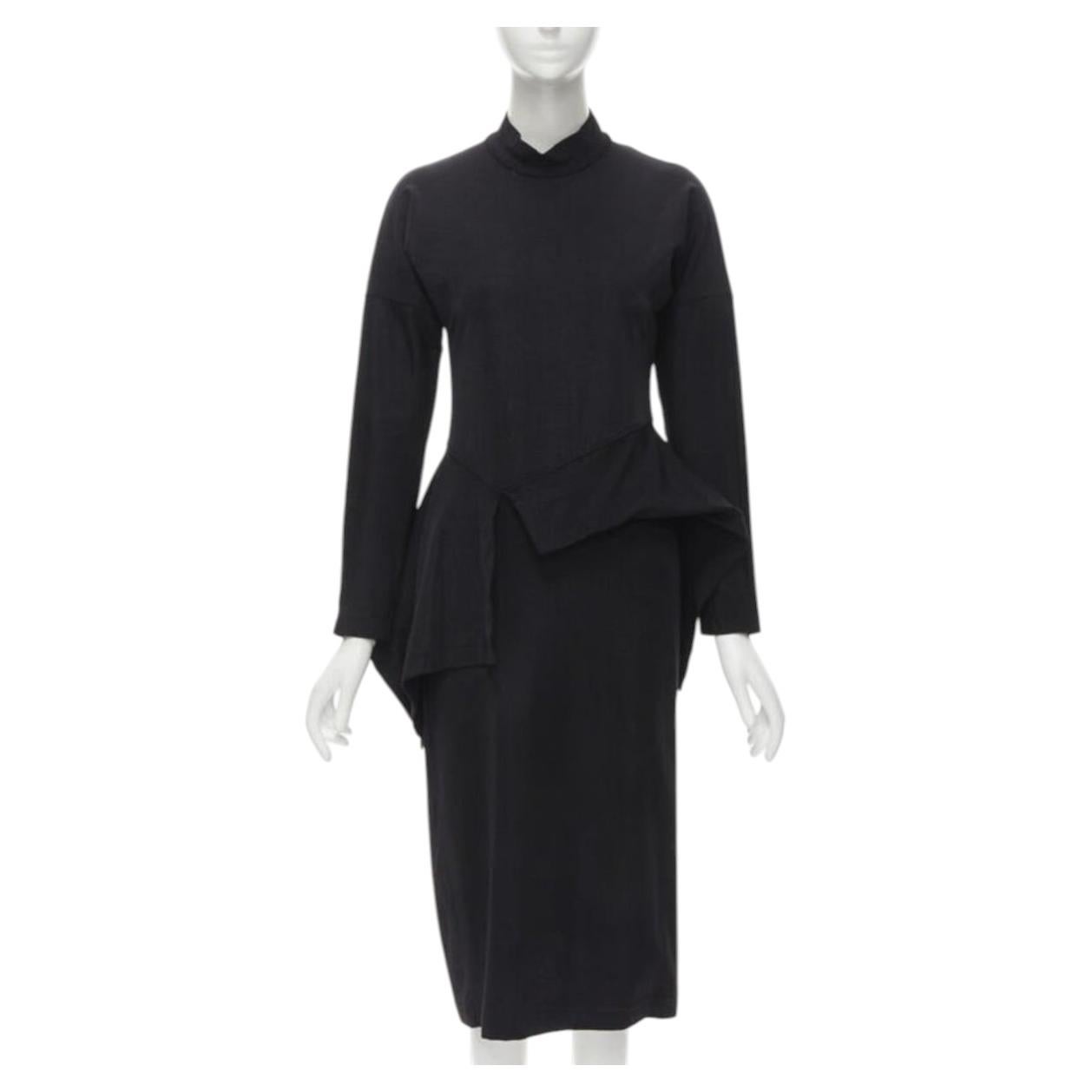 COMME DES GARCONS vintage 1980's robe midi peplum asymétrique à encolure dégagée M