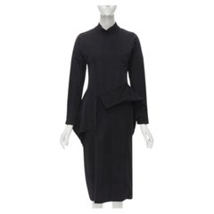 vintage COMME DES GARCONS 1980's mock neck asymmetric peplum midi dress M