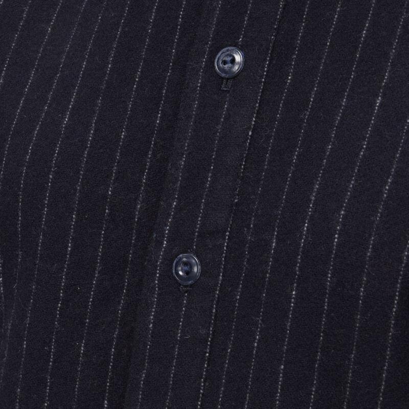 vintage COMME DES GARCONS 1980s navy blue pinstripe wool boxy baseball shirt S For Sale 2